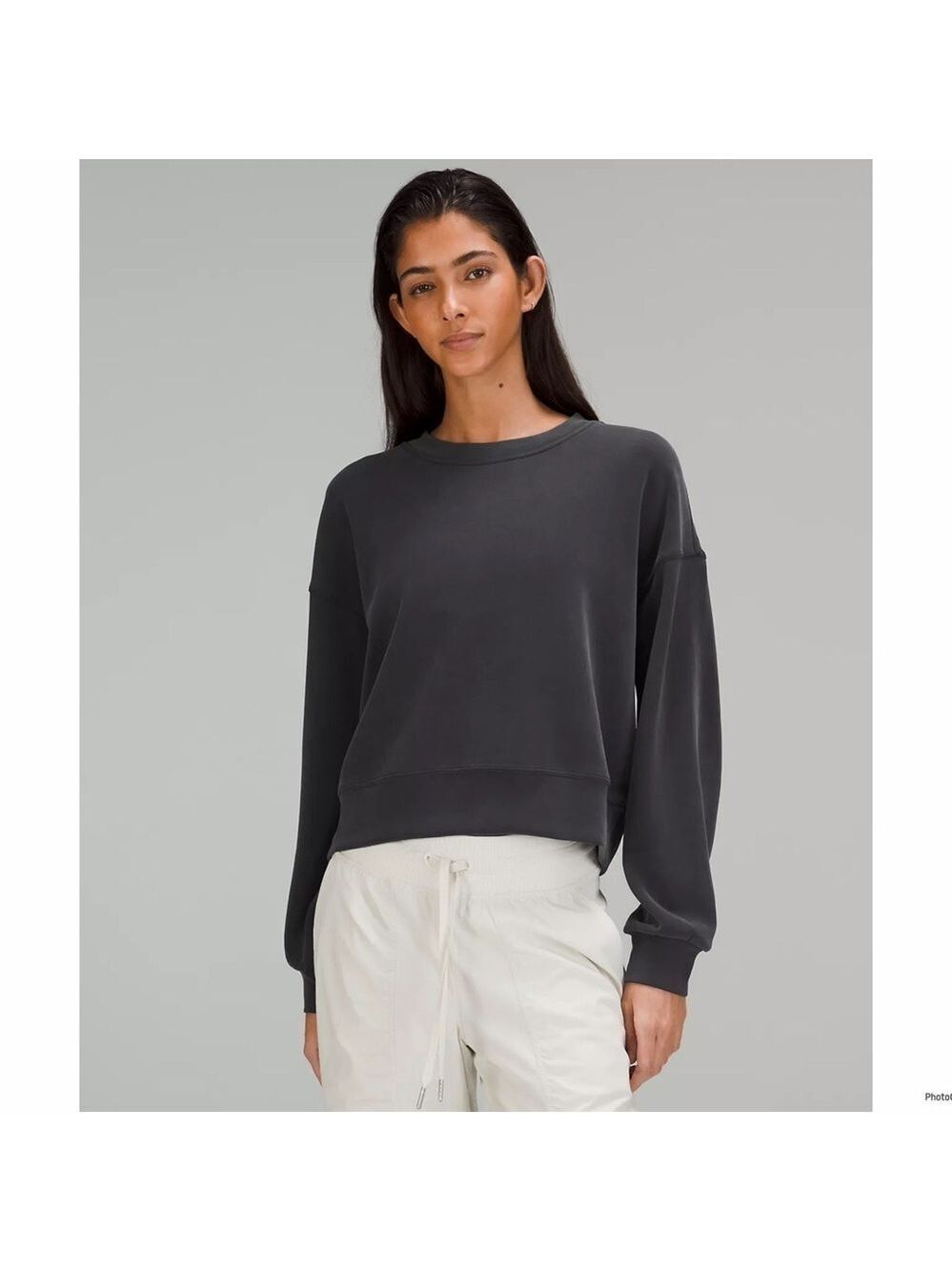 Lululemon Softstreme Perfectly Oversized Cropped Crew Dark Grey Size 2
